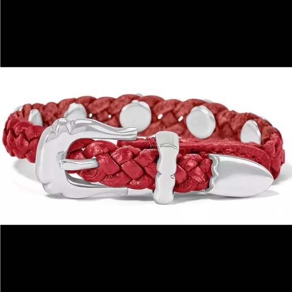 NWOT Brighton DAISY BANDIT Silver/Lipstick Red Leather Bracelet $52 reta… - Picture 2 of 4